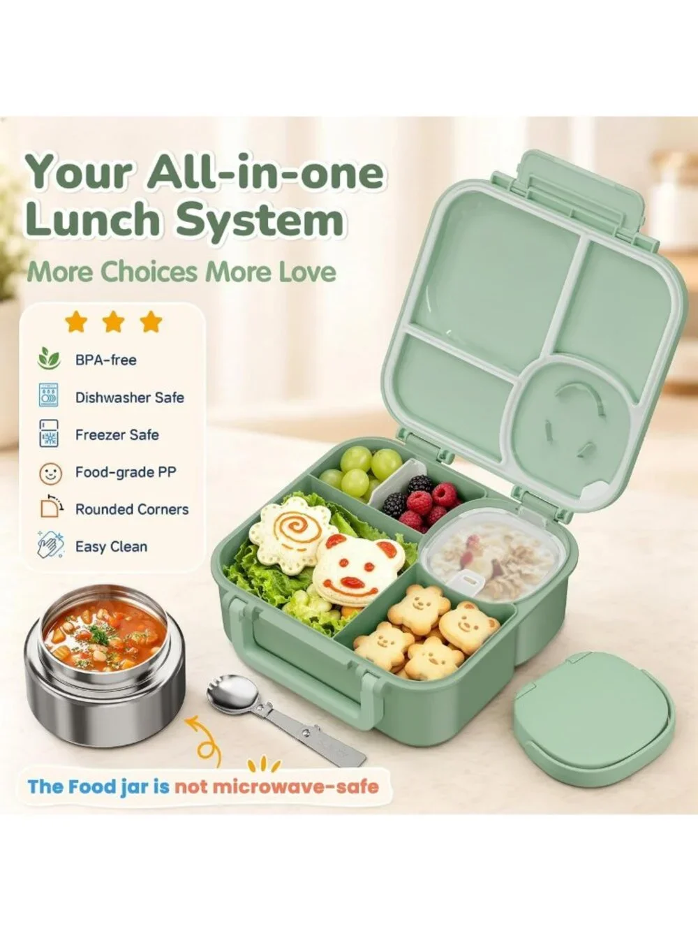 Leak-Proof Kids Bento Box & Insulated 9oz Food Jar - Perfect Lunch Container!
